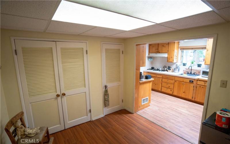 Additional dining space off the kitchen with pantry & Storage closet