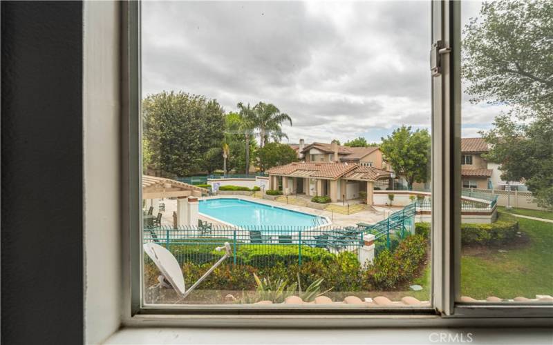 Pool view from upstairs bedroom