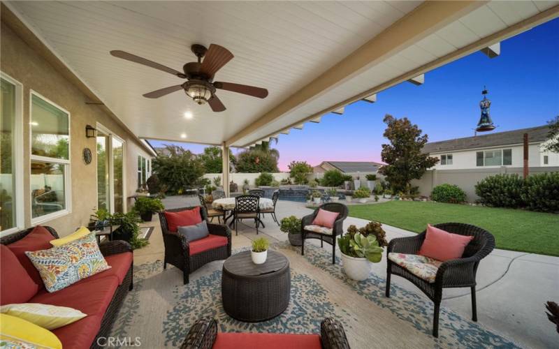 COVERED PATIO WITH LIGHTS AND CEILING FANS