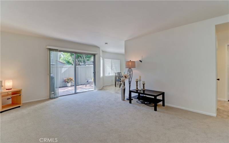 Portion of living room facing back patio.