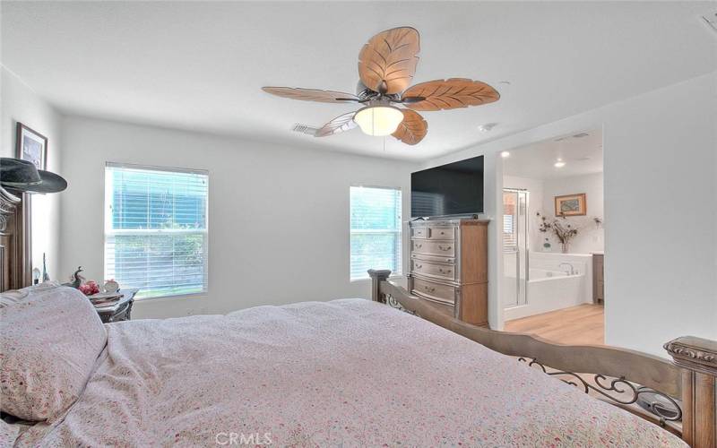 Welcome to your Primary Bedroom with ceiling fan! (all beds and living room have ceiling fans)