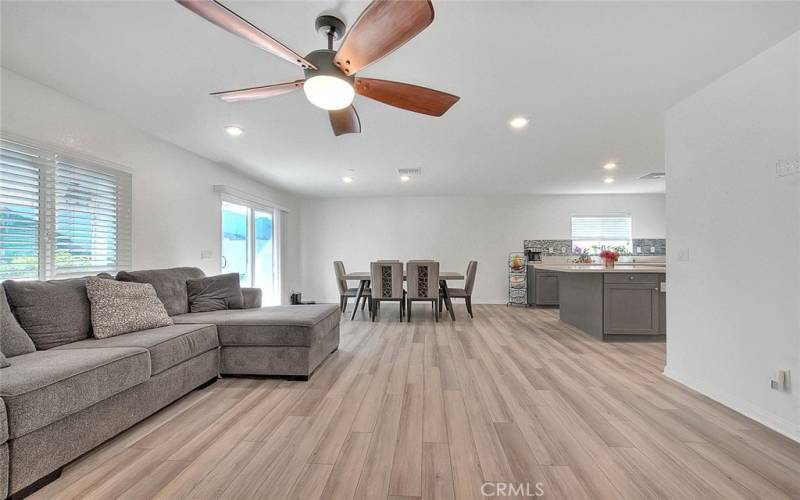 Living Room with Ceiling Fan!