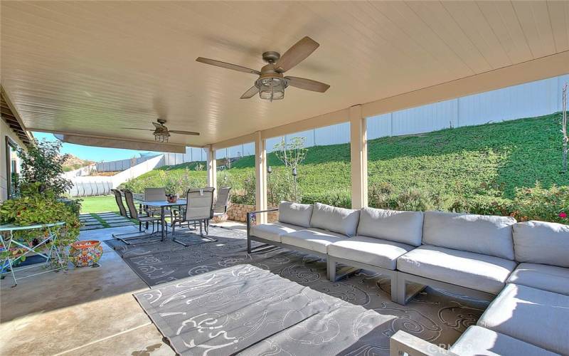 Welcome to your Backyard Haven with Alumawood Patio, Ceiling Fan and Privacy!