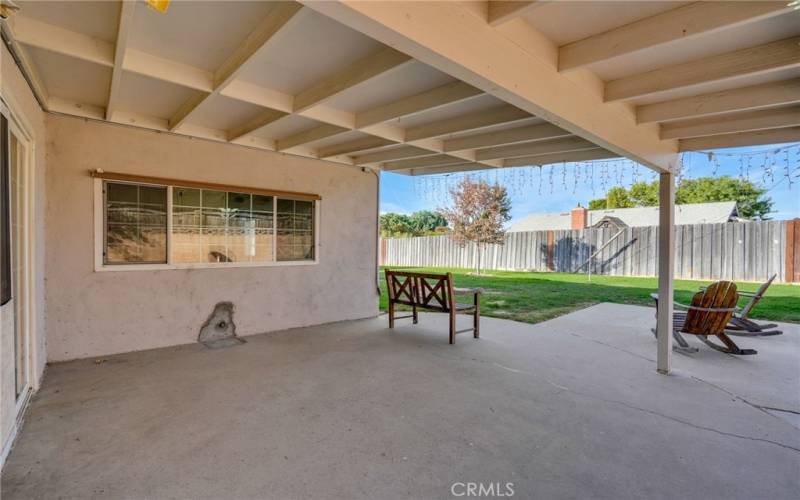 Covered patio from family room to backyard