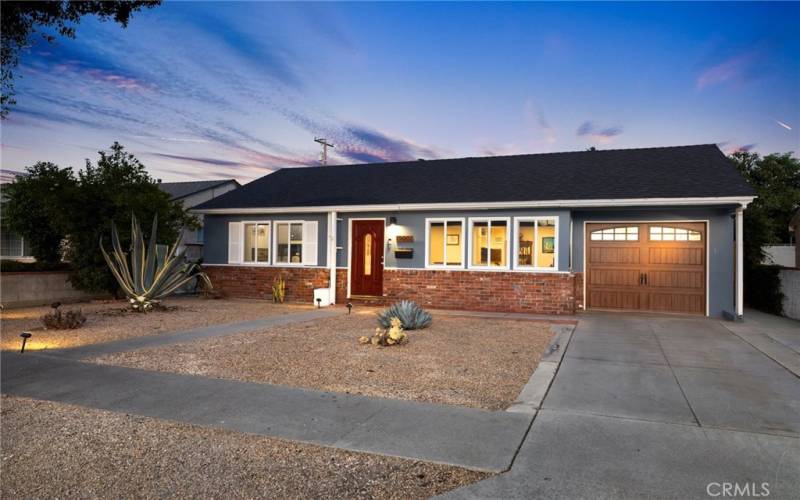 Front of house with drought tolerant landscaping