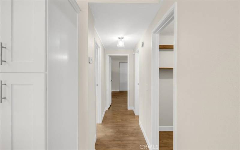 Long hallway to bedrooms in the back of the house.