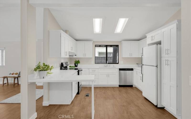 All new kitchen with self closing drawers and cabinets along with, pull out drawers and a lazy Susan.