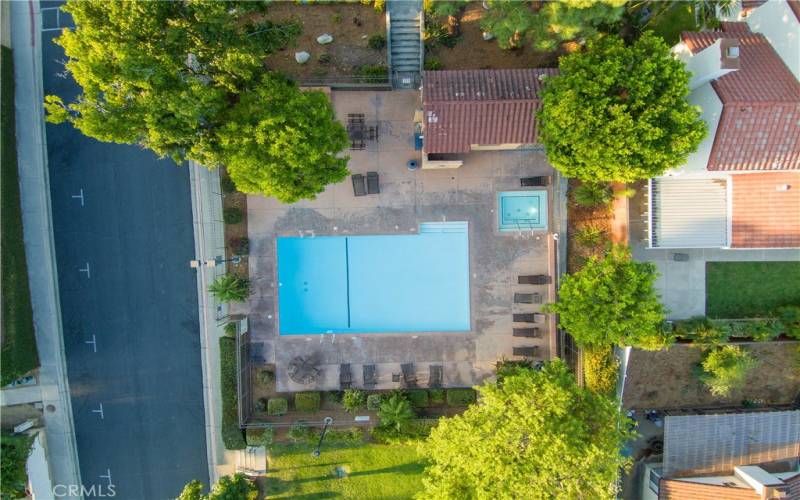 HOA pool drone shot