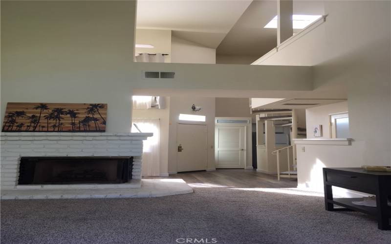 Living room with gas fireplace.