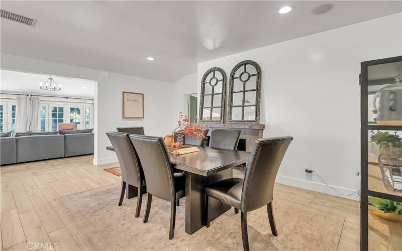 View from formal dining room into the massive living room.