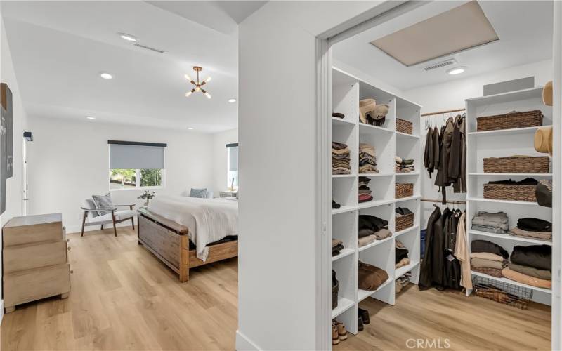 Primary bedroom with huge walk-in closet.