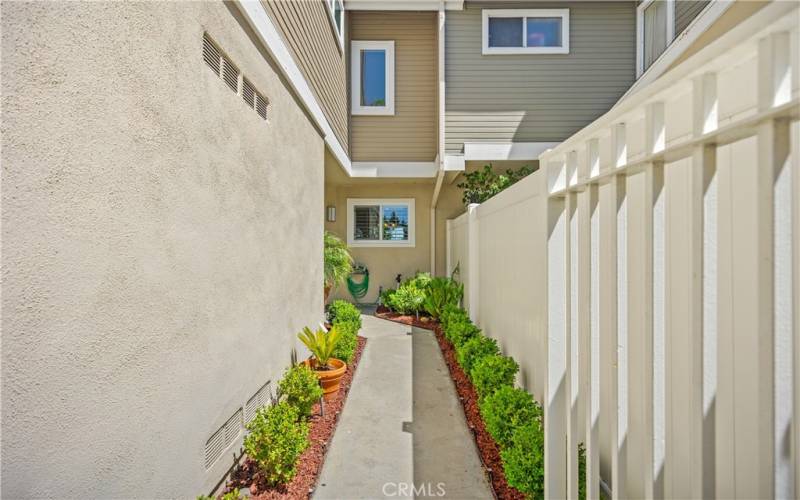 Private, gated walkway to entrance