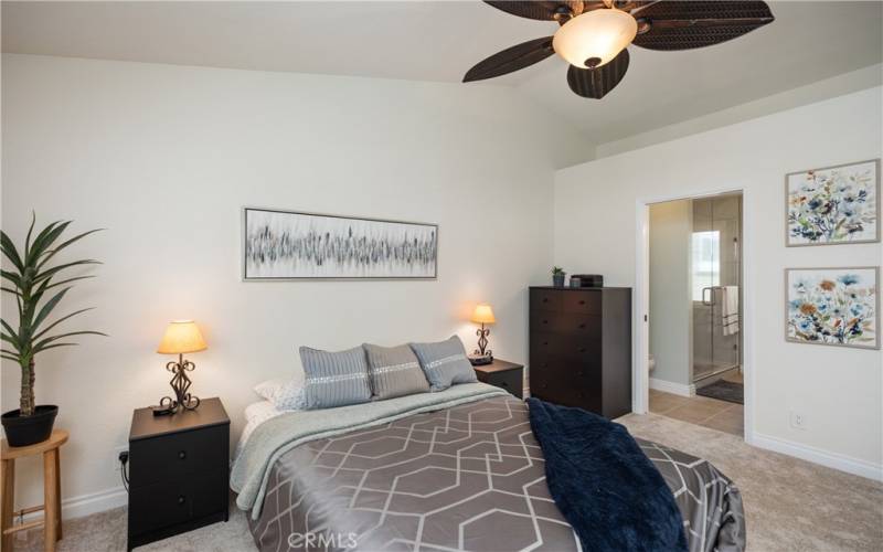 Primary Bedroom Suite with Plantation Shutters and Ceiling Fan/Light