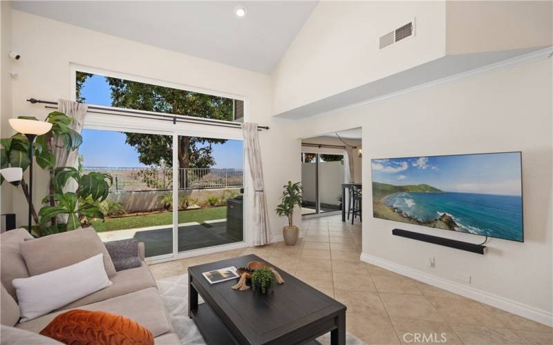 Living Room with Pano View and Sliding Glass Doors to Rear Yard