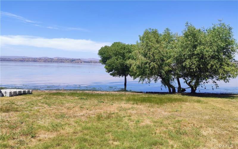 Property goes down into the water.  Perfect for a dock to launch your boat from.