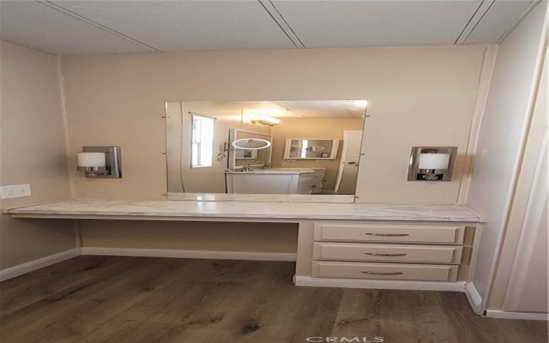 Sit down vanity in the master bathroom