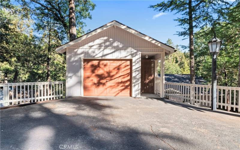 Front view of a single-car garage.