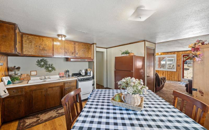 looking into the kitchen