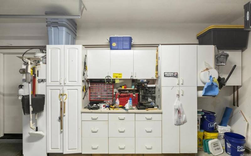 workbench and cabinets in garage