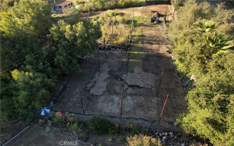 Large flat building pad at top of parcel