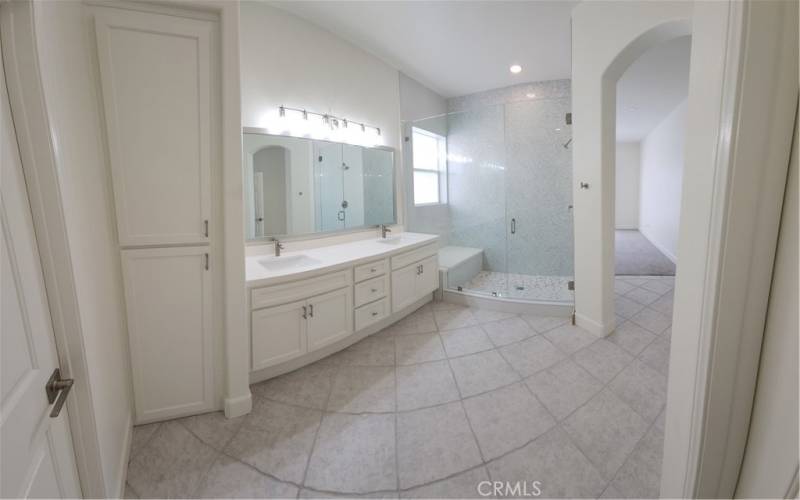 Spacious Master Bathroom has been newly renovated with Quartz Countertops and gorgeous newly tiled Shower.