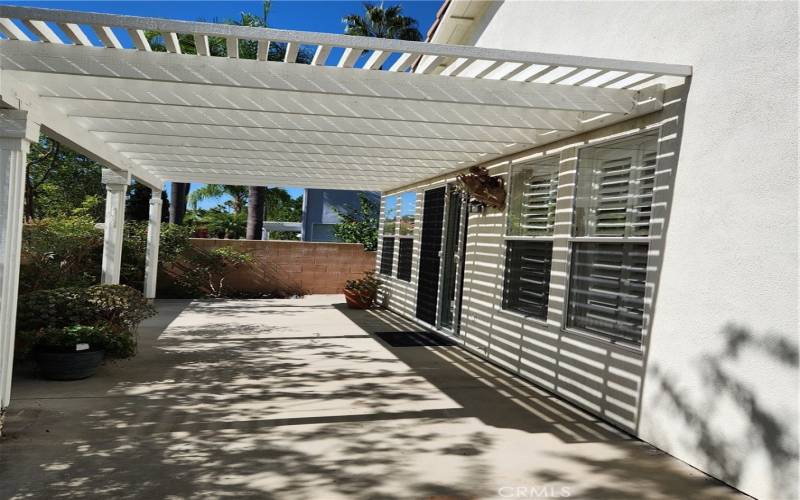 Back yard is perfect for social gatherings with a covered patio cover