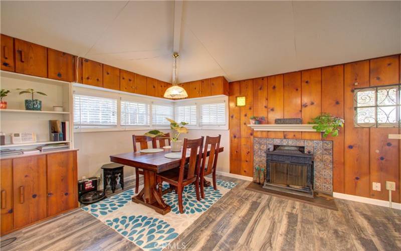 Original wood-paneling shown in the interior of the home.