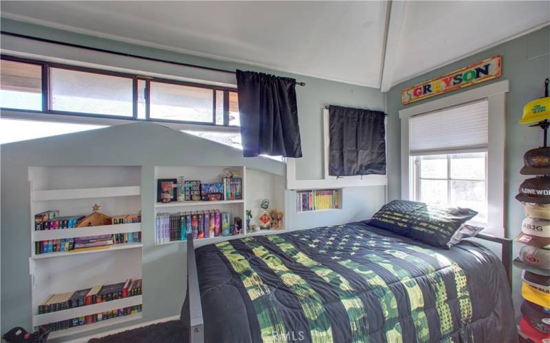 Built-in shelving in first bedroom