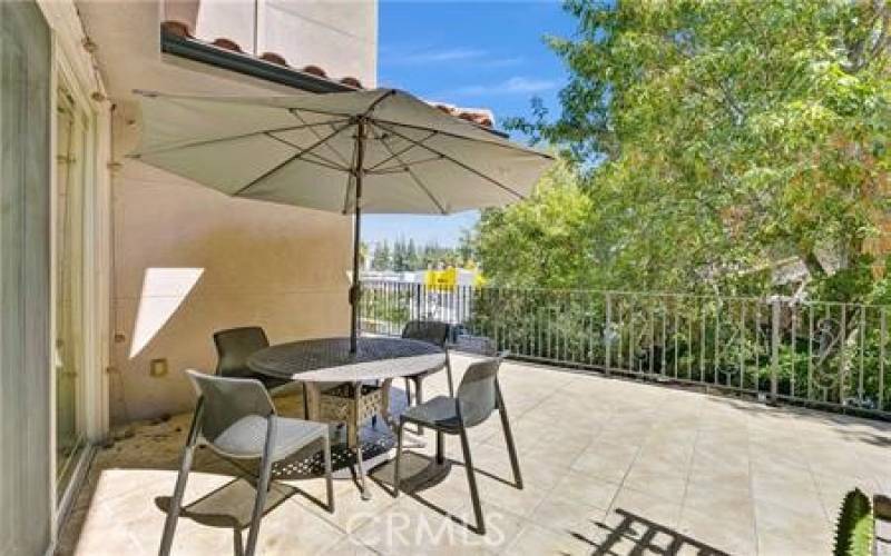 Patio with views of the hills and tree tops