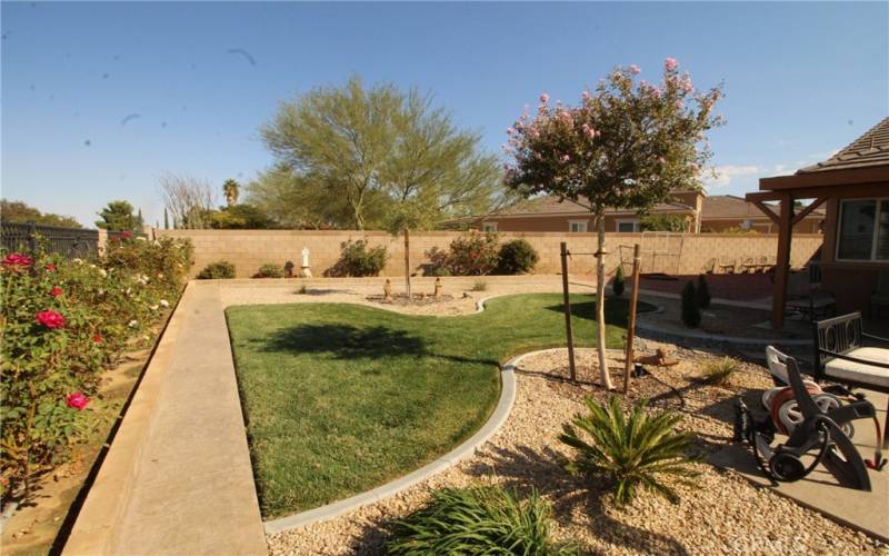 Concrete walkways around the yard