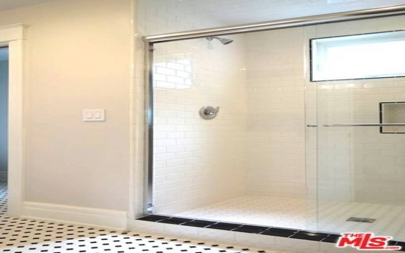 Contemporary bathroom with dual vanity