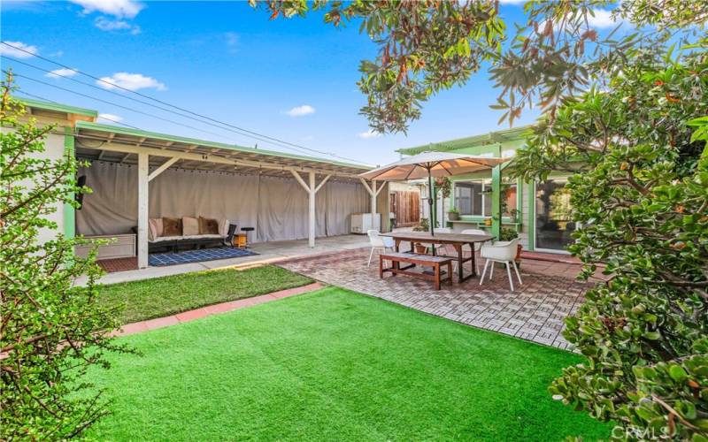 Backyard with artificial grass