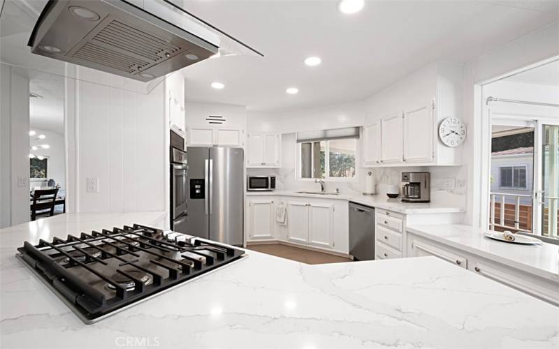 Upgraded quartz counter tops with built in range.