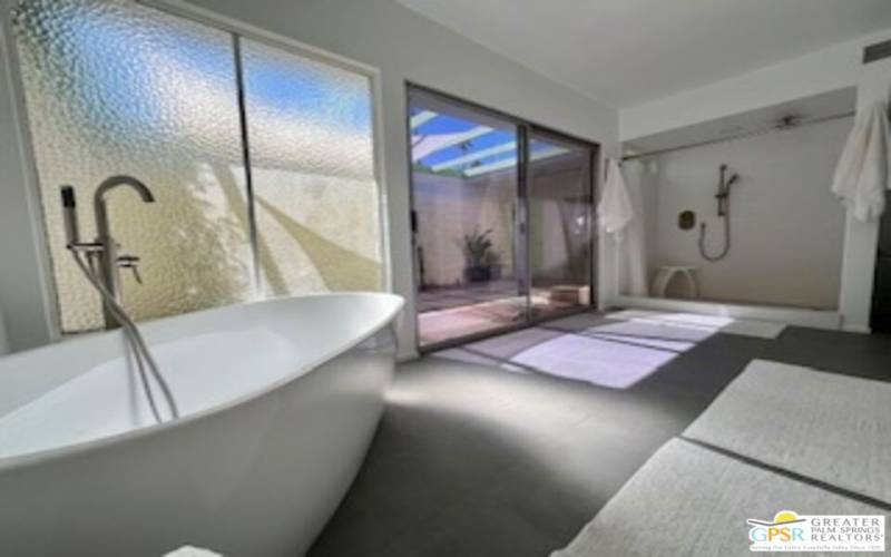 Primary Bathroom Soaking Tub and spacious shower