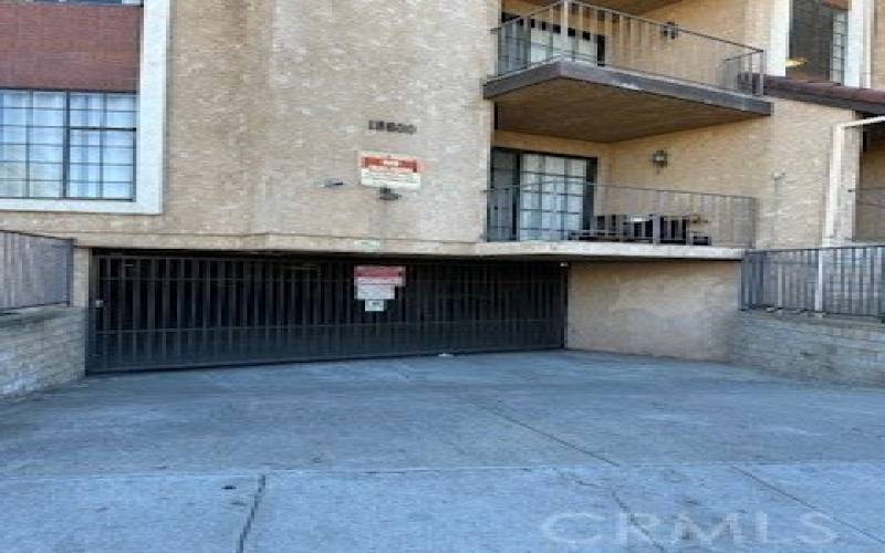 Gated garage entrance accessed via a remote control