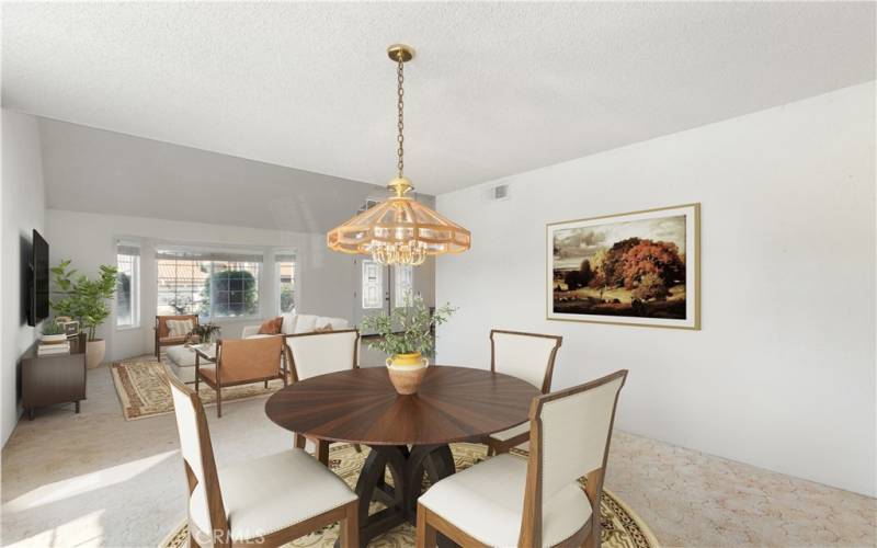 This image of the dining room has been virtually staged.