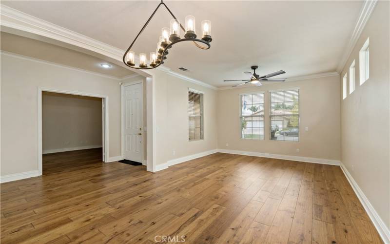 View from the formal room towards the entry and den/4th bedroom.