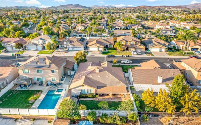 Aerial view of the backyard.