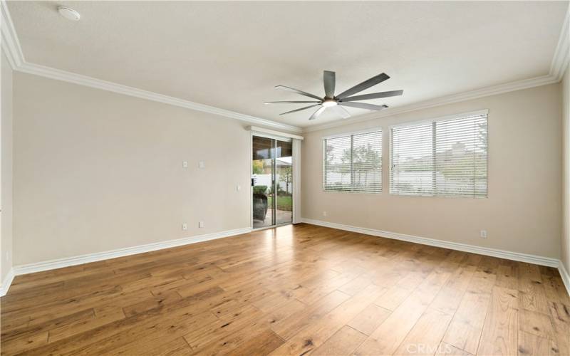 Master bedroom with slider connecting to the backyard.