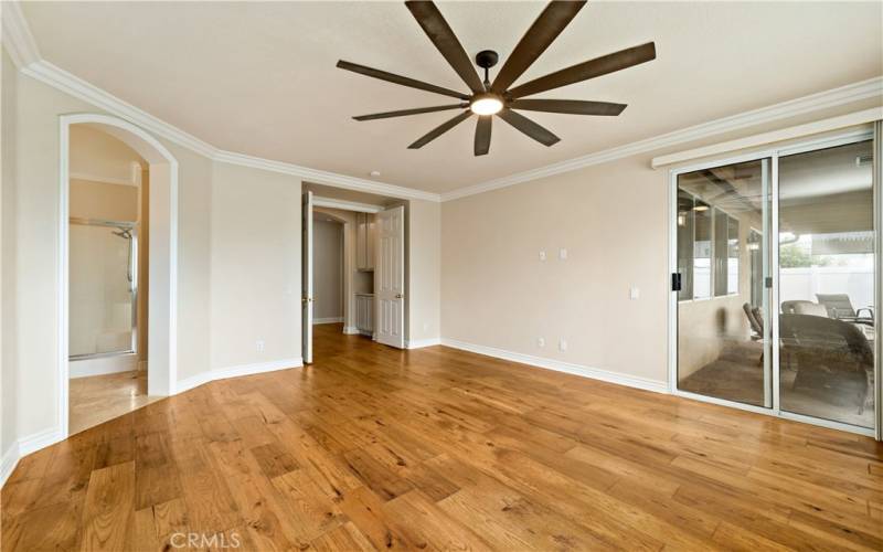 Master bedroom with en suite bathroom and walk in closet.