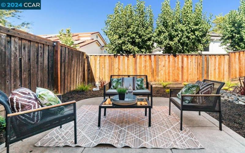 View of backyard patio.