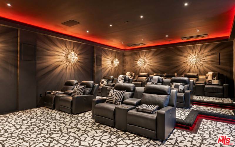 12+ person screening room/theater on lower level with professional surround sound