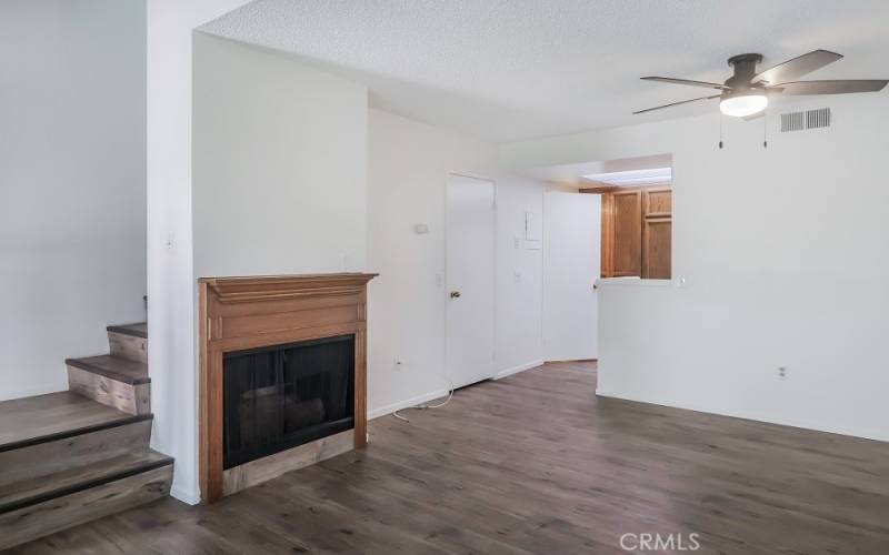 Living roomlooking at fireplace