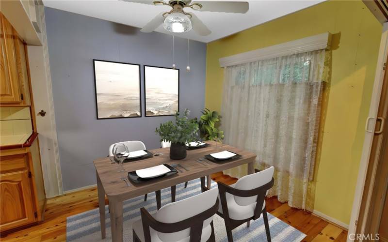 Virtually staged dining area.