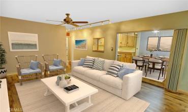 Virtually staged photo of the living room. Imagine  how you can  decorate the living room.