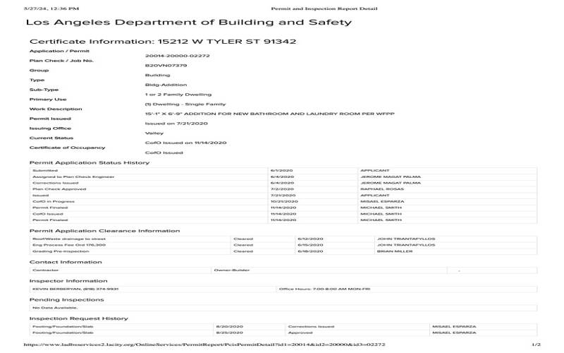 Addition, Laundry Room, Bathroom Permits