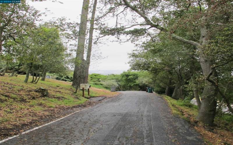 Looking down on the private drive approach off of Skyline.