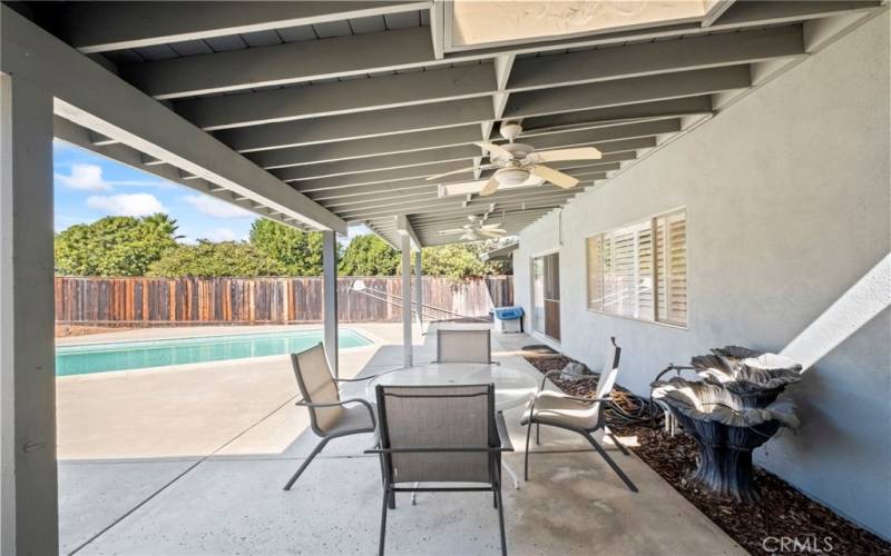 Covered patio with fans to keep you cool!