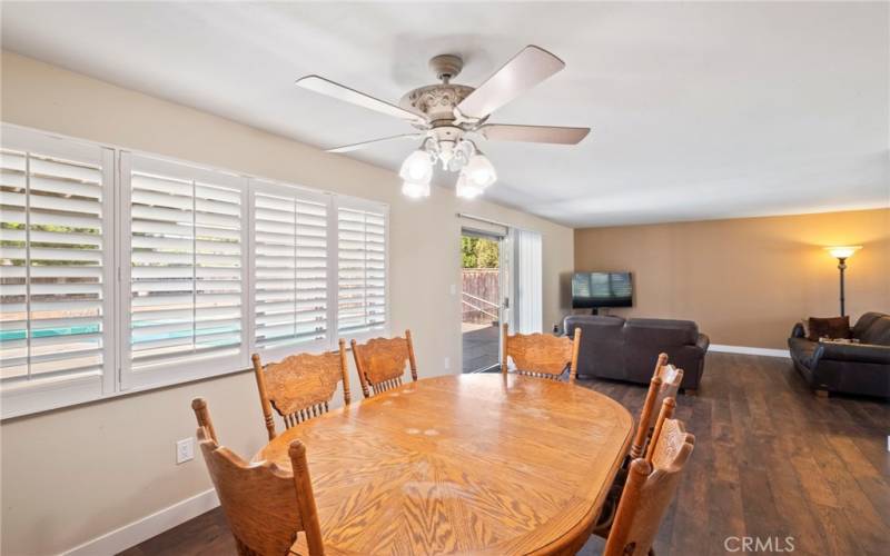 Oversized dining area opens up to the living room