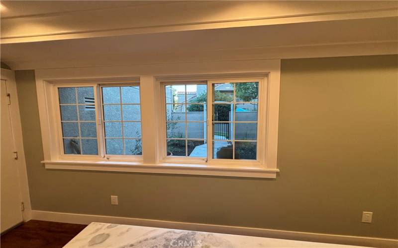 View from kitchen to front courtyard